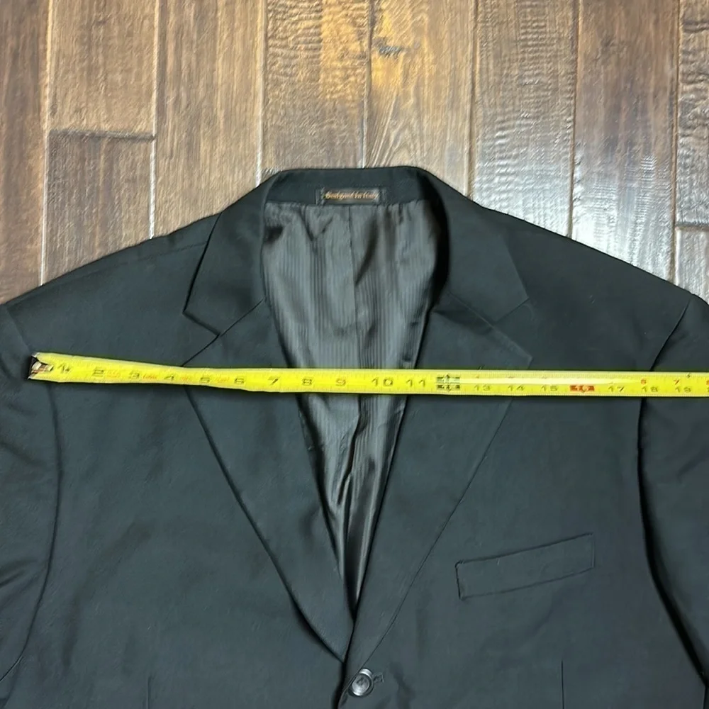 Vinci Mens Black 2 Piece 46R Jacket 40R Pant 3 Button Suit